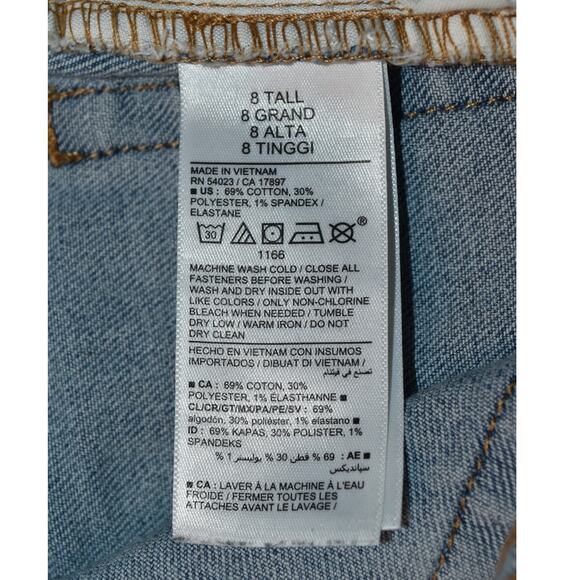 Old Navy High Rise Wow Wide Leg Women's 8 Tall Light Wash Denim Jeans Distressed - Picture 6 of 8